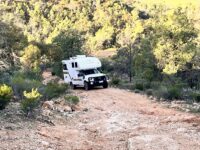 4WD Motorhome training driving in steep Rocky terrain