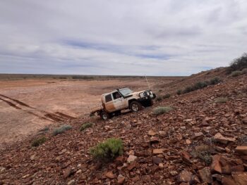 4WD driver training in steep loose Rocky terrain